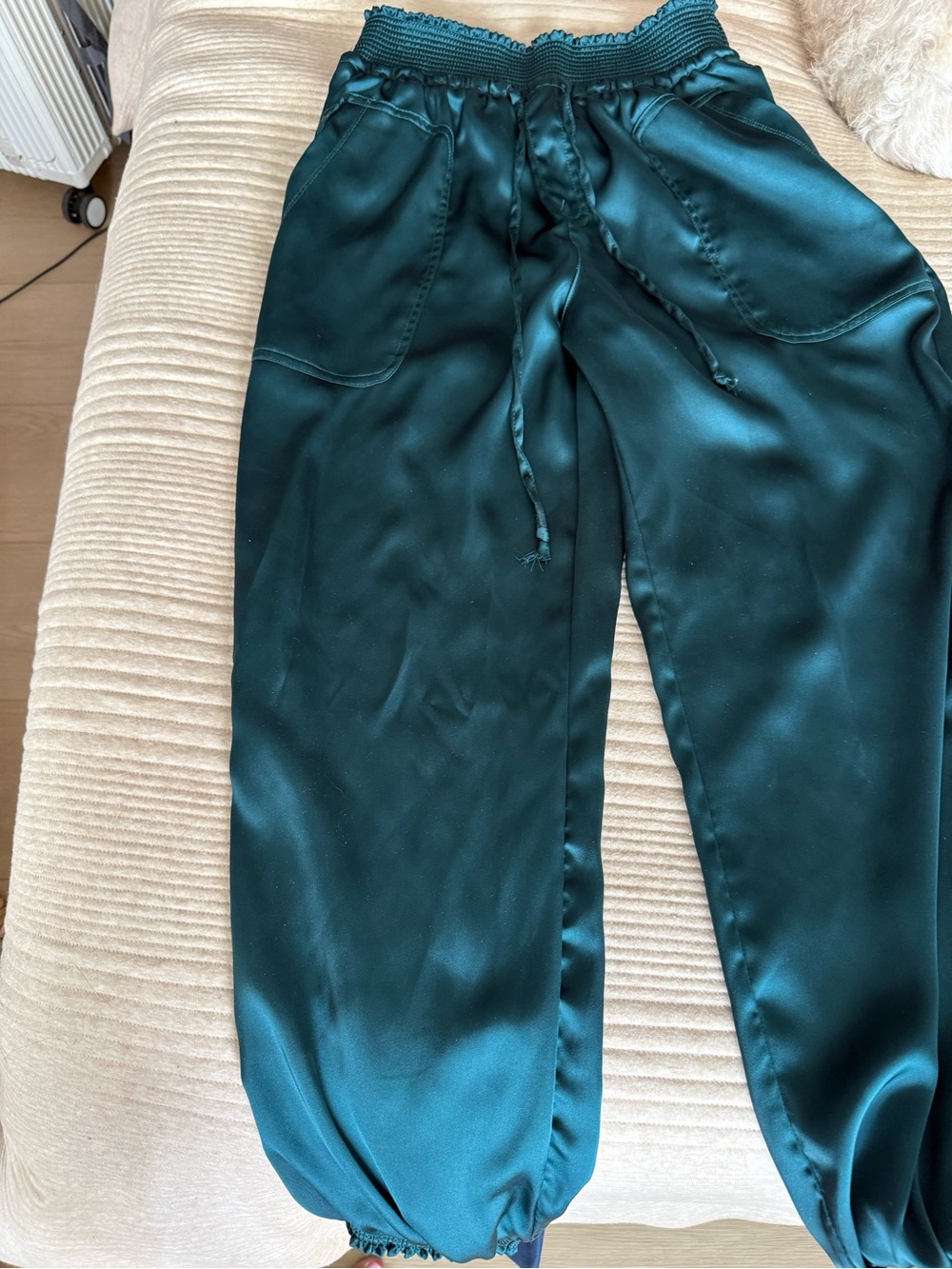 Satin Emerald Green Jogger Pants